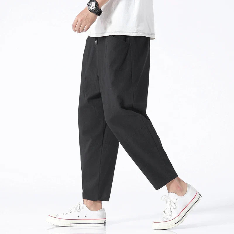 Cropped Drawstring Pants for Women - Loose Fit Ankle - Image 2