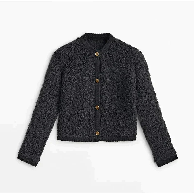 Crewneck Cardigan Jacket for Women - Button Front - Image 5