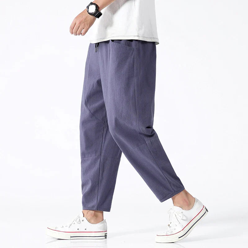 Cropped Drawstring Pants for Women - Loose Fit Ankle - Image 1