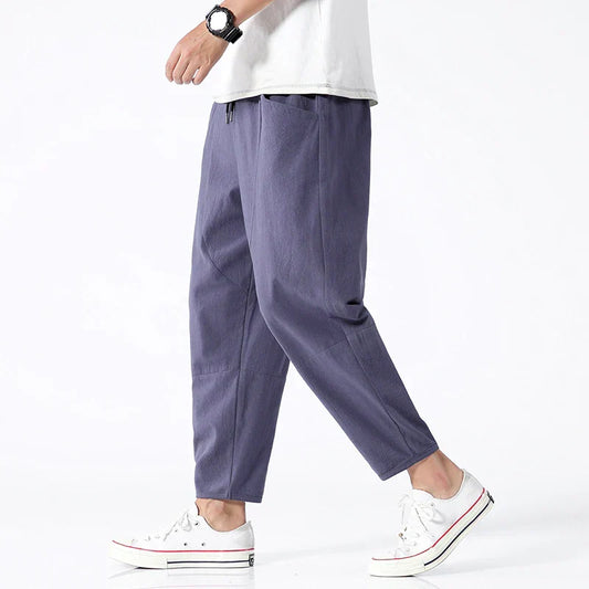 Cropped Drawstring Pants for Women - Loose Fit Ankle - Image 1