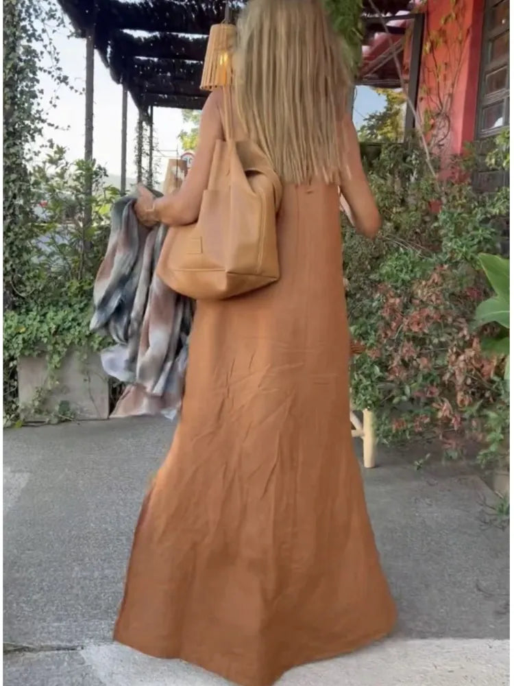 Maxi Halter Dress for women - Sleeveless A-Line - Side Slit Casual - Image 8