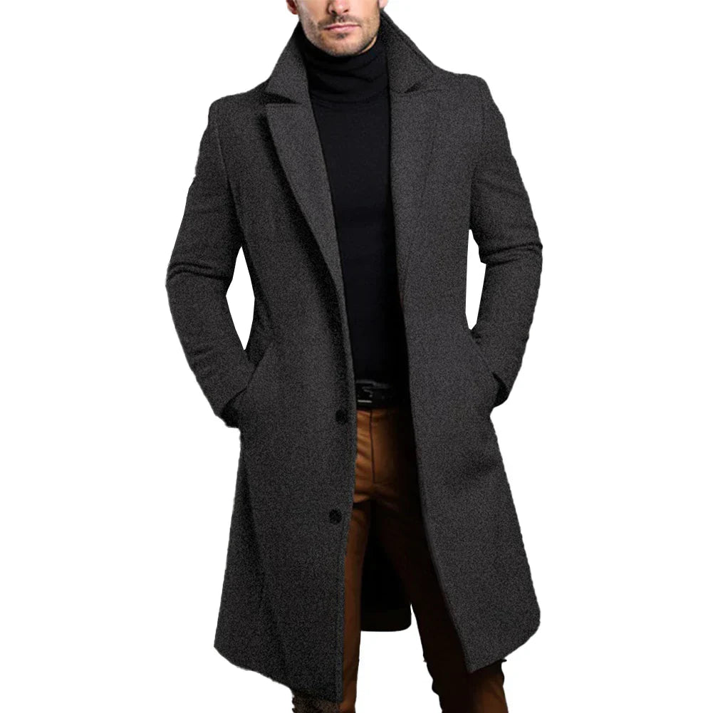 Long Overcoat Coat for Men - Notched Lapel - Image 2