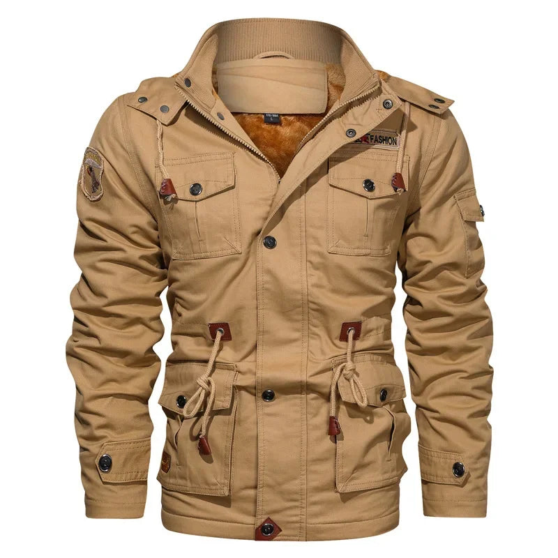 Military Cargo Jacket for Men - Detachable Hood - Image 8