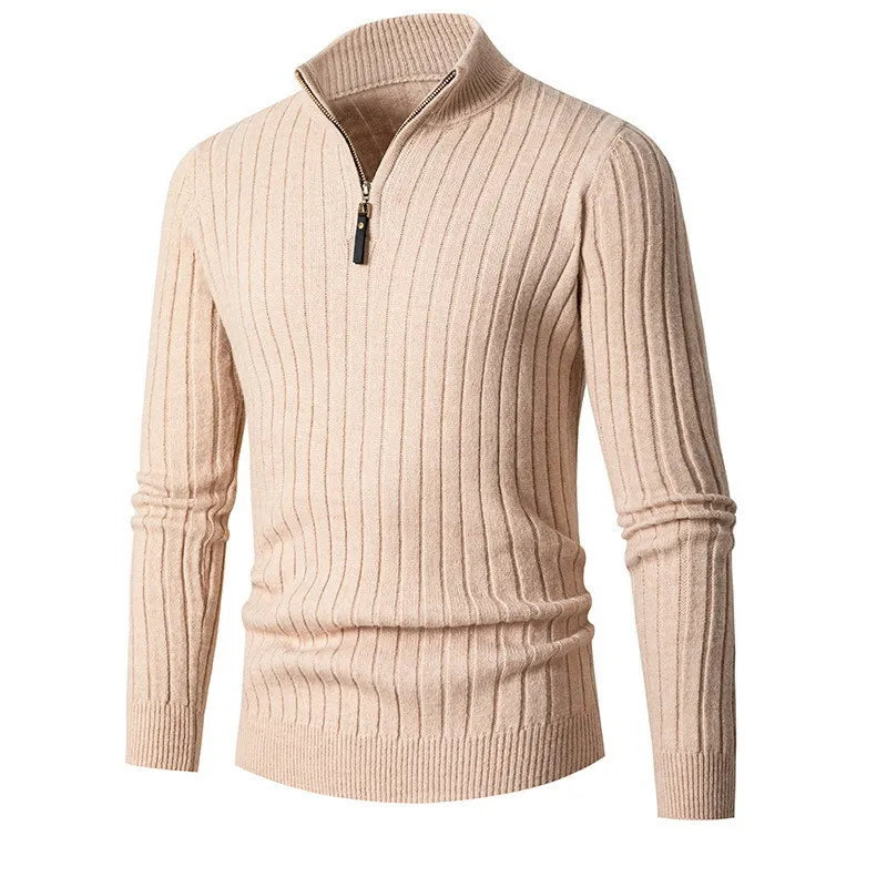 Ribbed Quarter-Zip Sweater for Men - Long Sleeve - Image 9