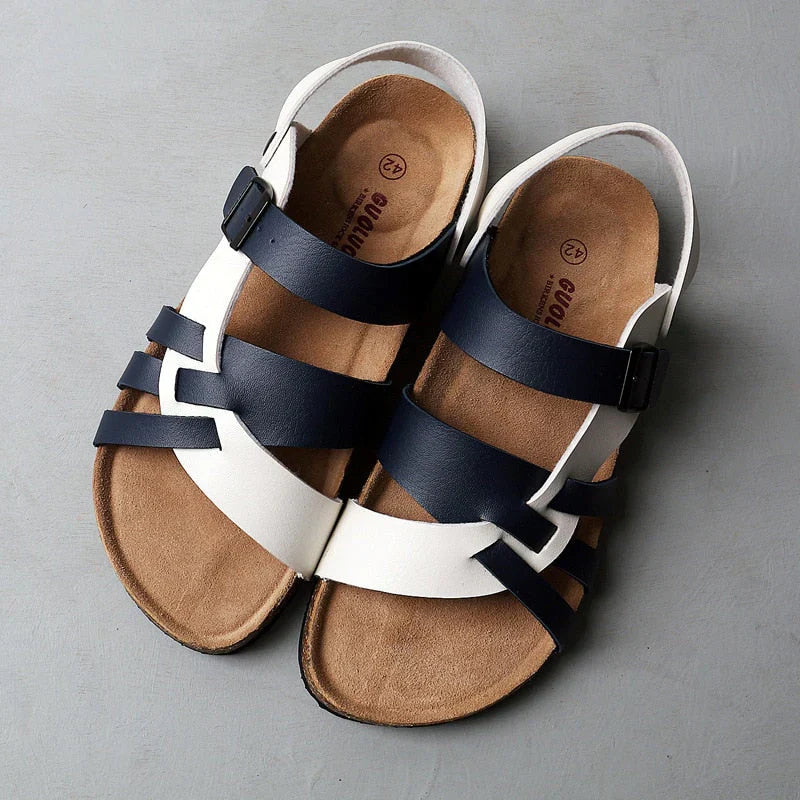 Adjustable Strappy Sandals for Men - Slingback Buckle Closure - Multi-Strap Contoured Footbed - Image 1