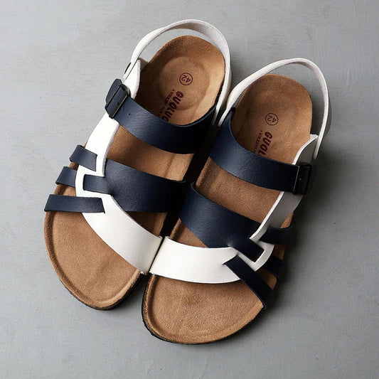 Adjustable Strappy Sandals for Men - Slingback Buckle Closure - Multi-Strap Contoured Footbed - Image 1