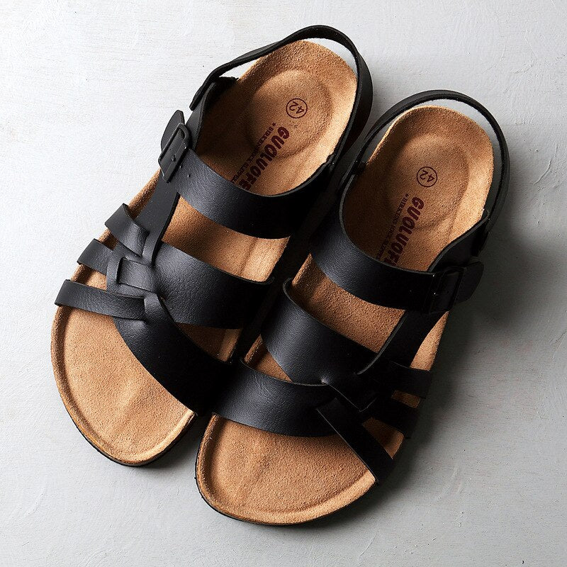 Adjustable Strappy Sandals for Men - Slingback Buckle Closure - Multi-Strap Contoured Footbed - Image 2