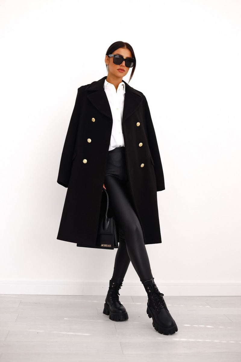 Double-Breasted Long Coat for Women - Button Coat - Image 1