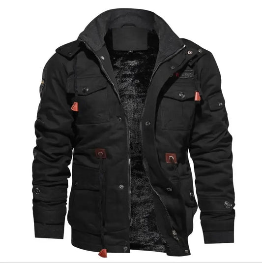 Military Cargo Jacket for Men - Detachable Hood - Image 4