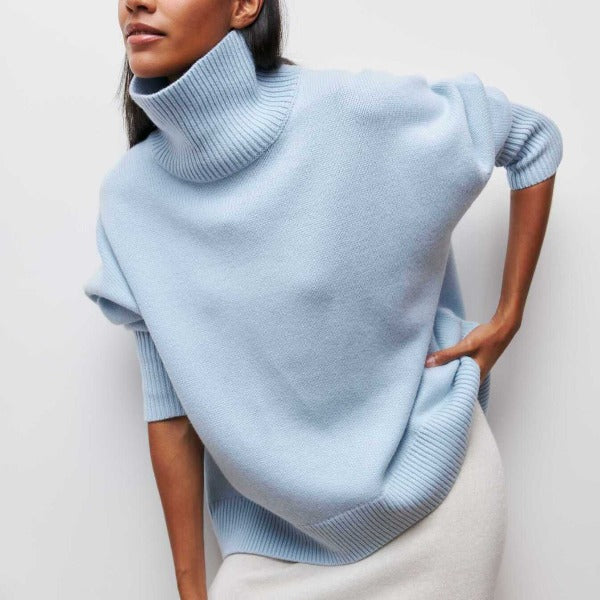 Oversized Turtleneck Sweater for Women - Ribbed Knit - Image 1