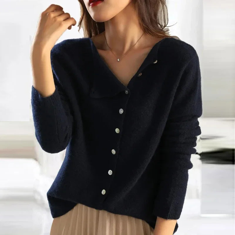Button-Front Cardigan Sweater for Women - Long Sleeve - Image 8