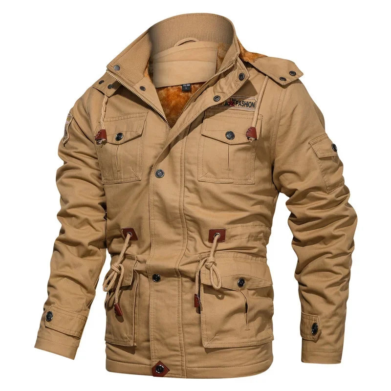 Military Cargo Jacket for Men - Detachable Hood - Image 7