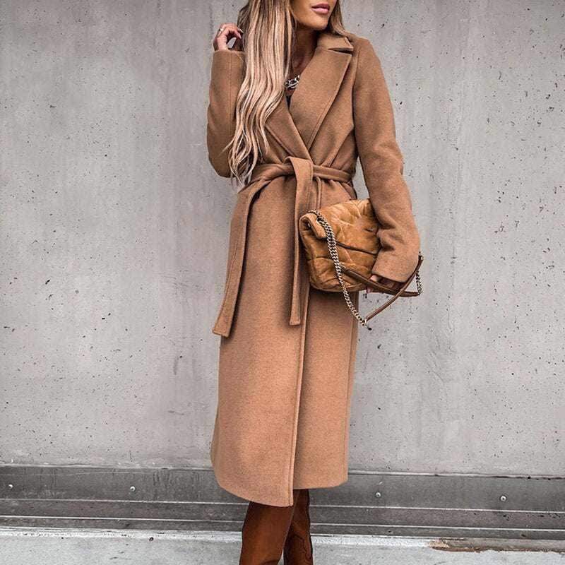 Wrap Coat for Women - Tie Waist - Image 3