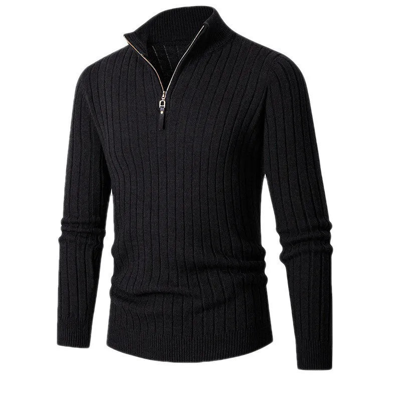 Ribbed Quarter-Zip Sweater for Men - Long Sleeve - Image 8