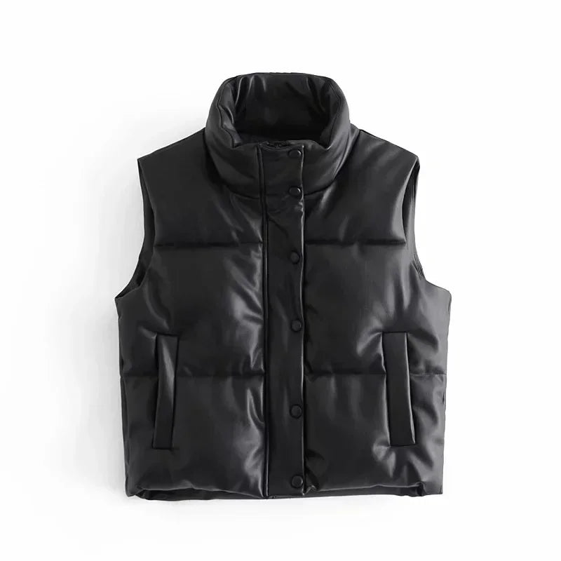 Puffer Vest Jacket for Women - Button Front - Image 1