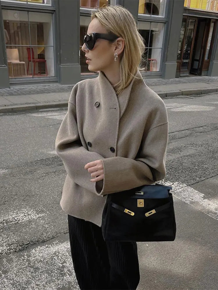Oversized Short Jacket for Women - Double-Breasted - Image 1