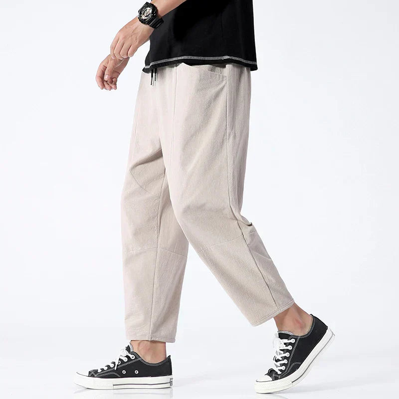 Cropped Drawstring Pants for Women - Loose Fit Ankle - Image 3