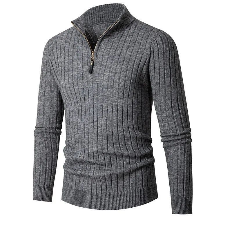 Ribbed Quarter-Zip Sweater for Men - Long Sleeve - Image 7
