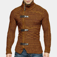 Cable Knit Zip-Up Sweater for Men - Slim Fit - Image 1