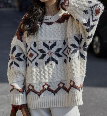 Fair Isle Crew Neck Sweater for Women - Relaxed - Image 1