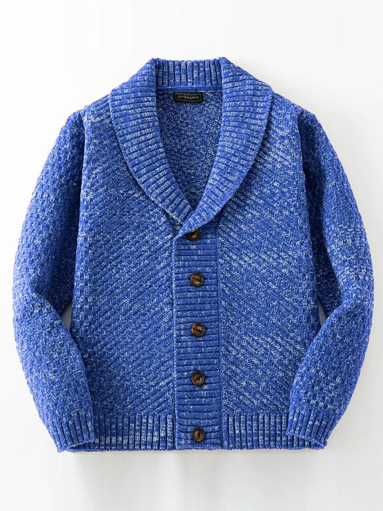 Shawl Collar Sweater for Men - Button Front - Image 1