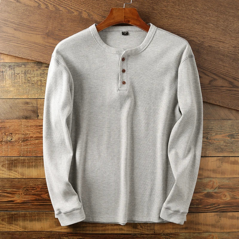 Henley Sweater for Men - Crew Neck - Image 1