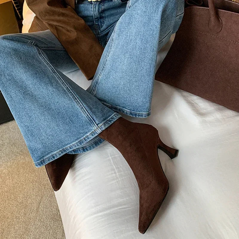 Ankle Heel Boots for Women - Pointed Toe - Image 2