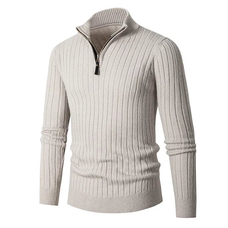 Ribbed Quarter-Zip Sweater for Men - Long Sleeve - Image 6