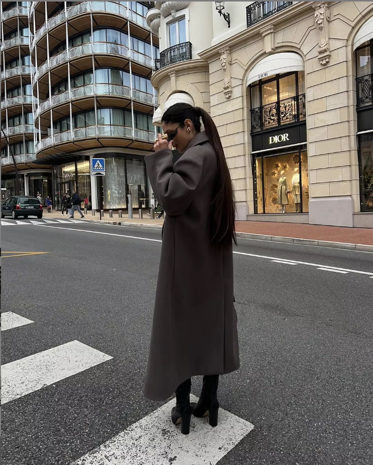 Oversized Long Coat for Women - Double-Breasted - Image 6