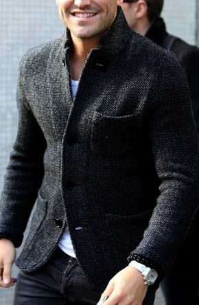 Casual Button-Down Jacket for Men - Stand Collar - Image 2