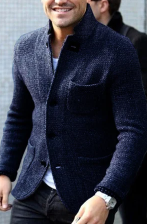 Casual Button-Down Jacket for Men - Stand Collar - Image 4