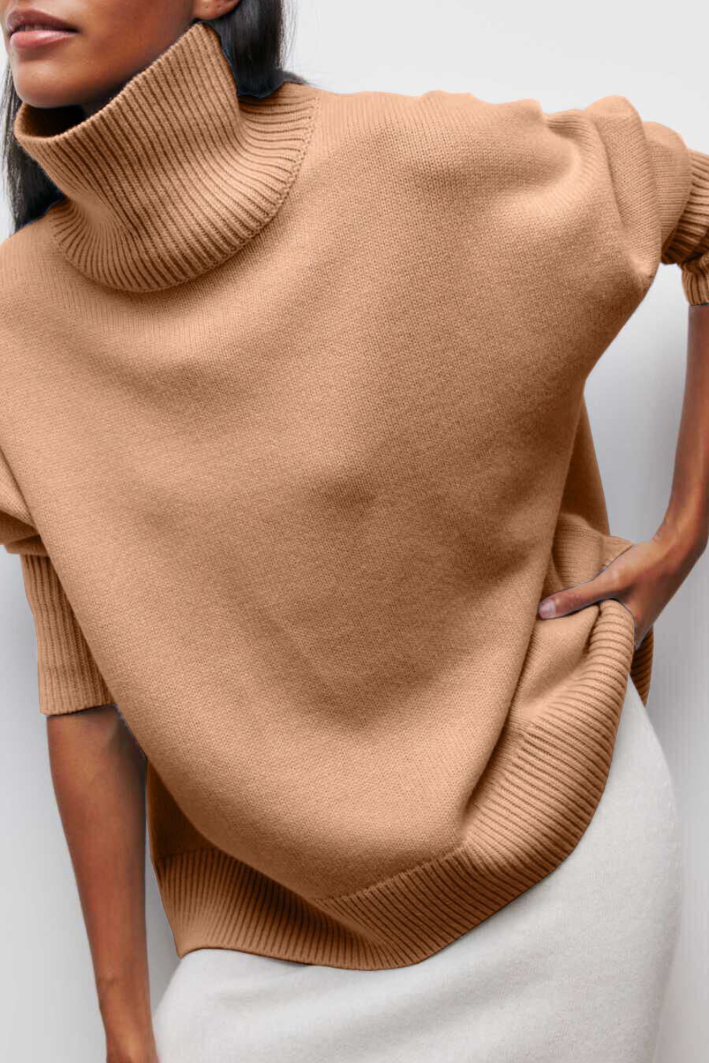 Oversized Turtleneck Sweater for Women - Long Sleeve - Image 4