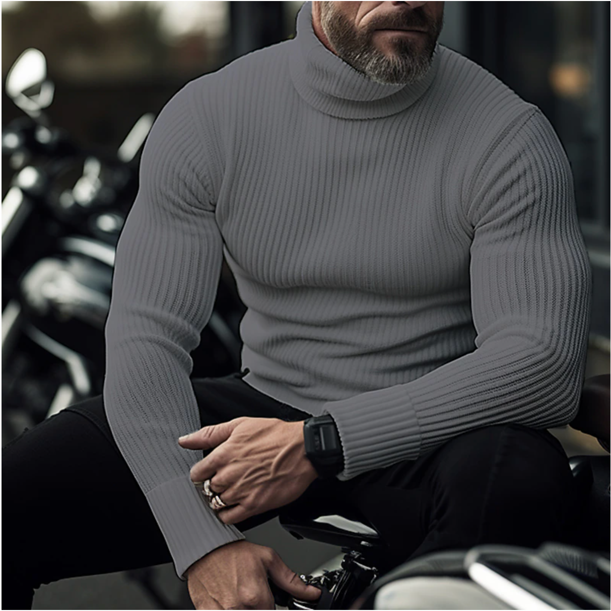 Turtleneck Sweater for Men - Long Sleeve - Image 3