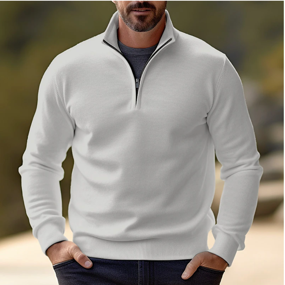 Quarter Zip Sweater for Men - Long Sleeve - Image 4