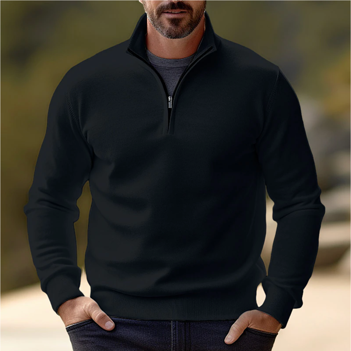 Quarter Zip Sweater for Men - Long Sleeve - Image 3