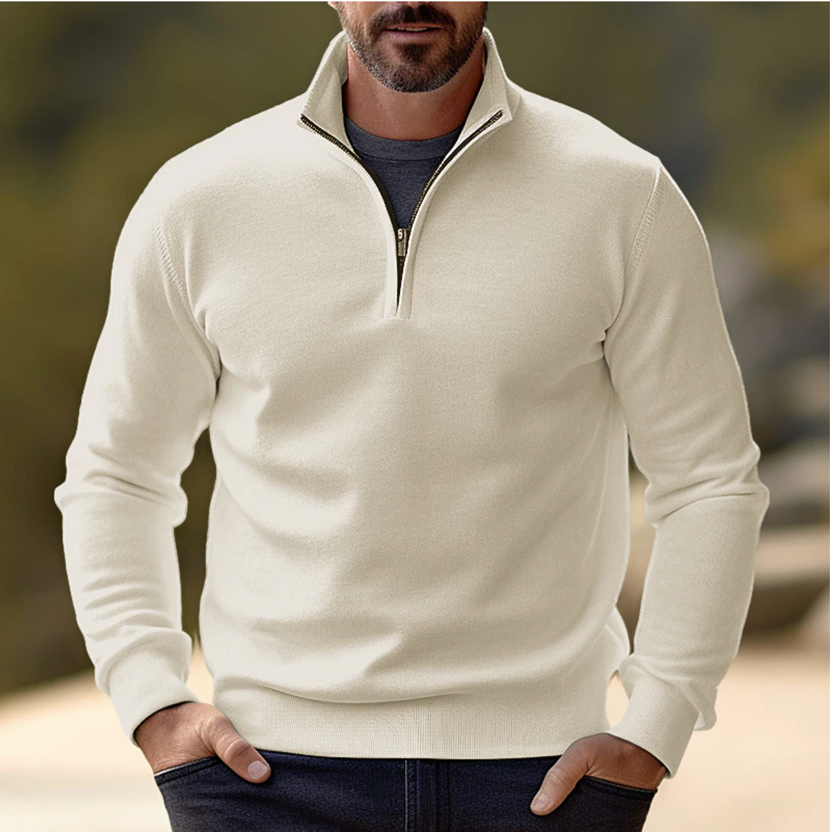 Quarter Zip Sweater for Men - Long Sleeve - Image 6