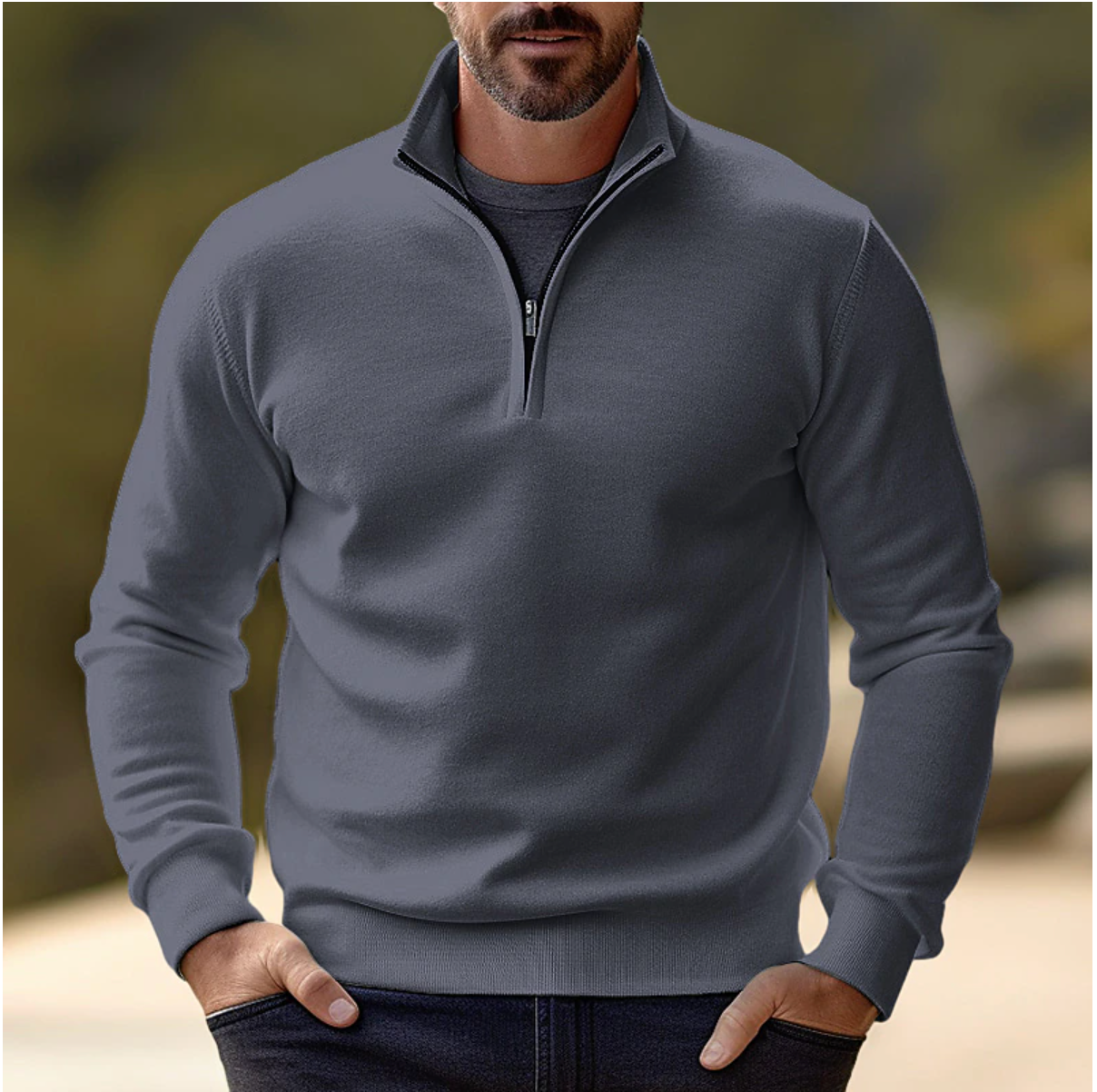 Quarter Zip Sweater for Men - Long Sleeve - Image 2