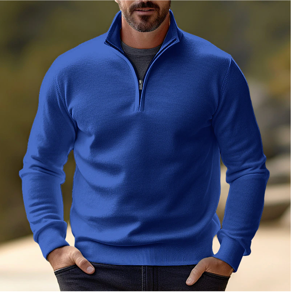 Quarter Zip Sweater for Men - Long Sleeve - Image 1