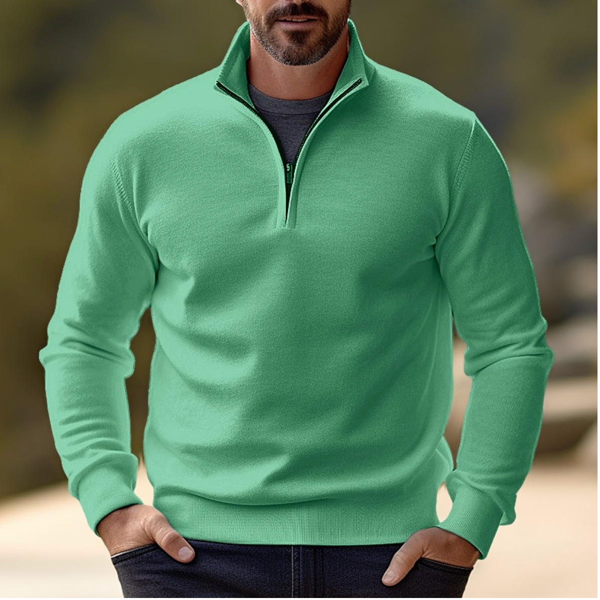 Quarter Zip Sweater for Men - Long Sleeve - Image 5