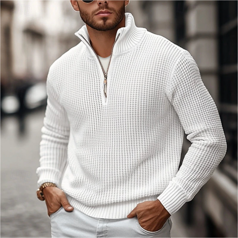 Quarter Zip Sweater for Men - High Neck - Image 1