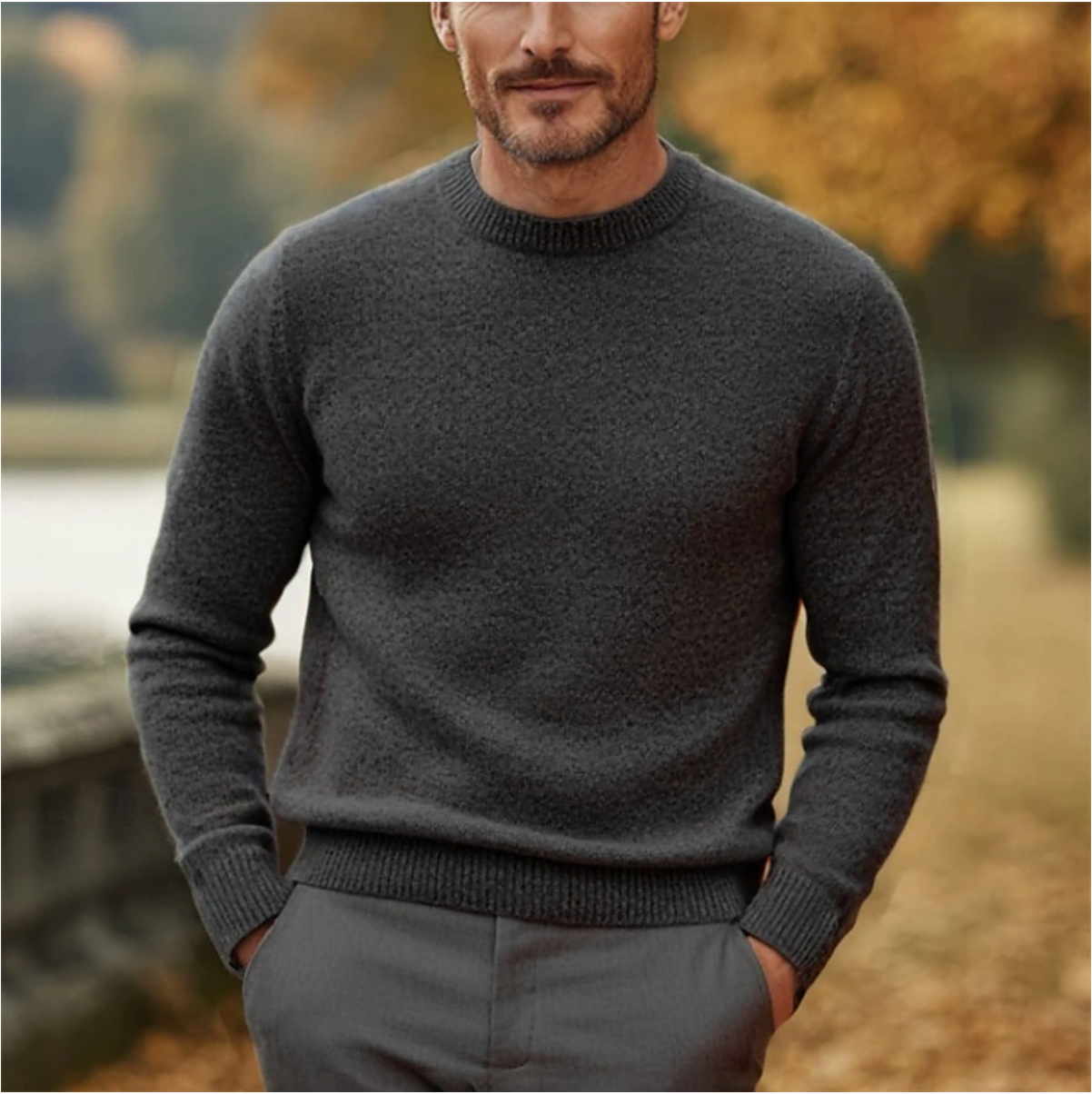 Crew Neck Sweater for Men - Long Sleeve - Image 3