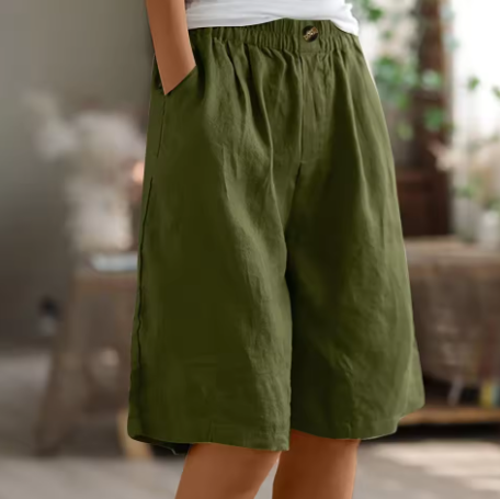 Wide Leg Culottes for Women - High Waist Elastic Waist - Image 1