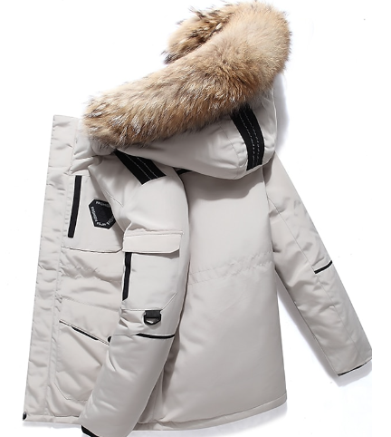 Hooded Jacket for Men - Fur Hood - Image 1