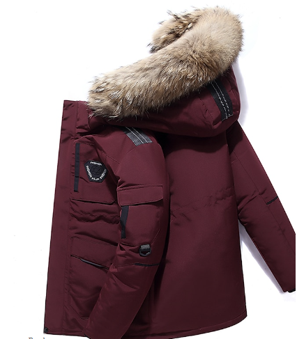 Hooded Jacket for Men - Fur Hood - Image 3