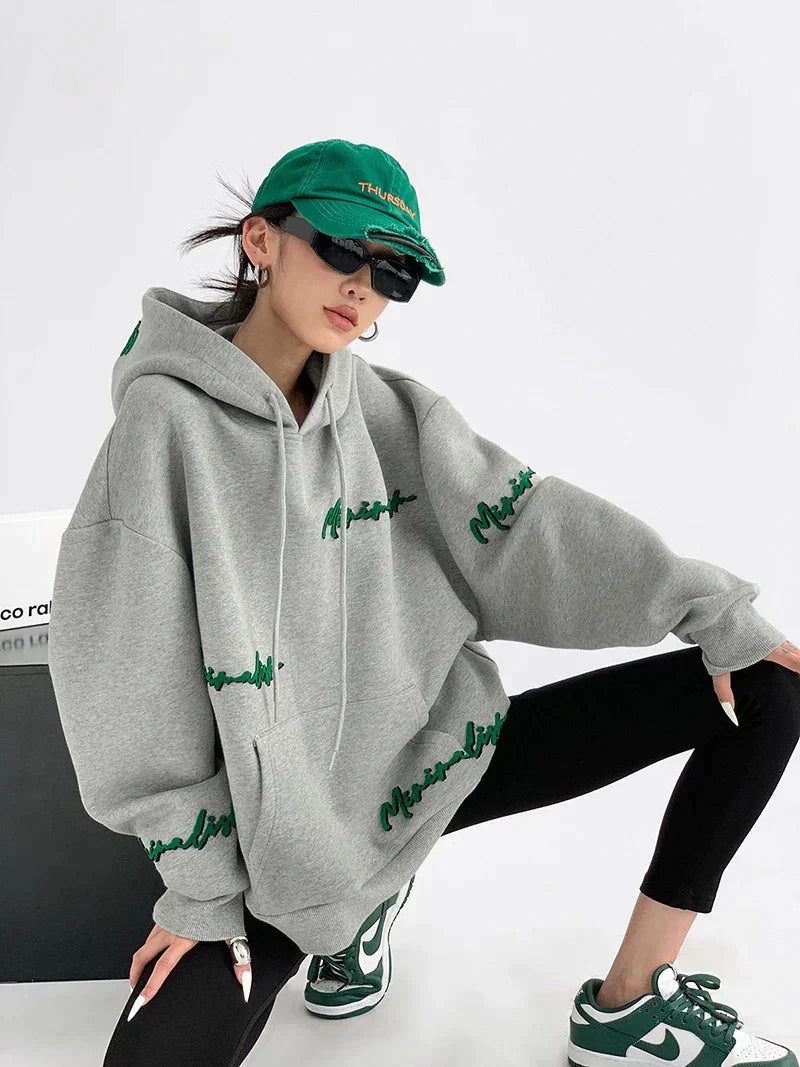 Oversized Pullover Hoodie for Women - Graphic - Image 2