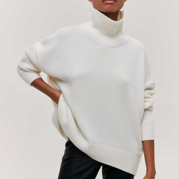 Oversized Turtleneck Sweater for Women - Ribbed Knit - Image 5