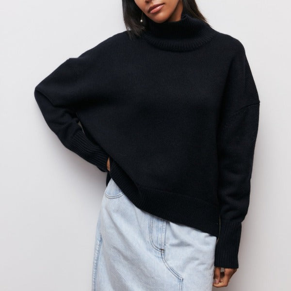 Oversized Turtleneck Sweater for Women - Ribbed Knit - Image 4