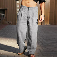Wide Leg Pleated Pants for Men - High Waist Loose Fit - Casual Pants - Image 7