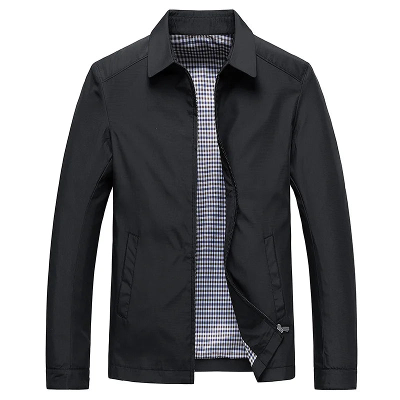 Casual Collared Zip Up Jacket for Men - Button Cuff - Image 1