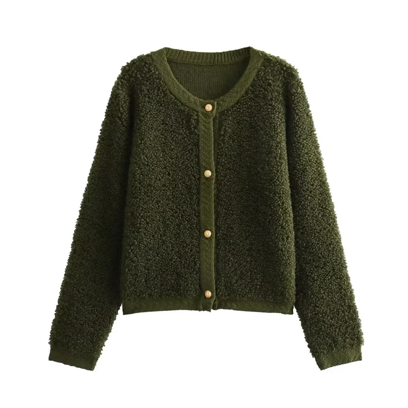 Crewneck Cardigan Jacket for Women - Button Front - Image 7